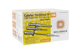 Cateter Periférico Iv Com Dispositivo De Segurança - 14g X 45 Mm - 100 Unid - Descarpack